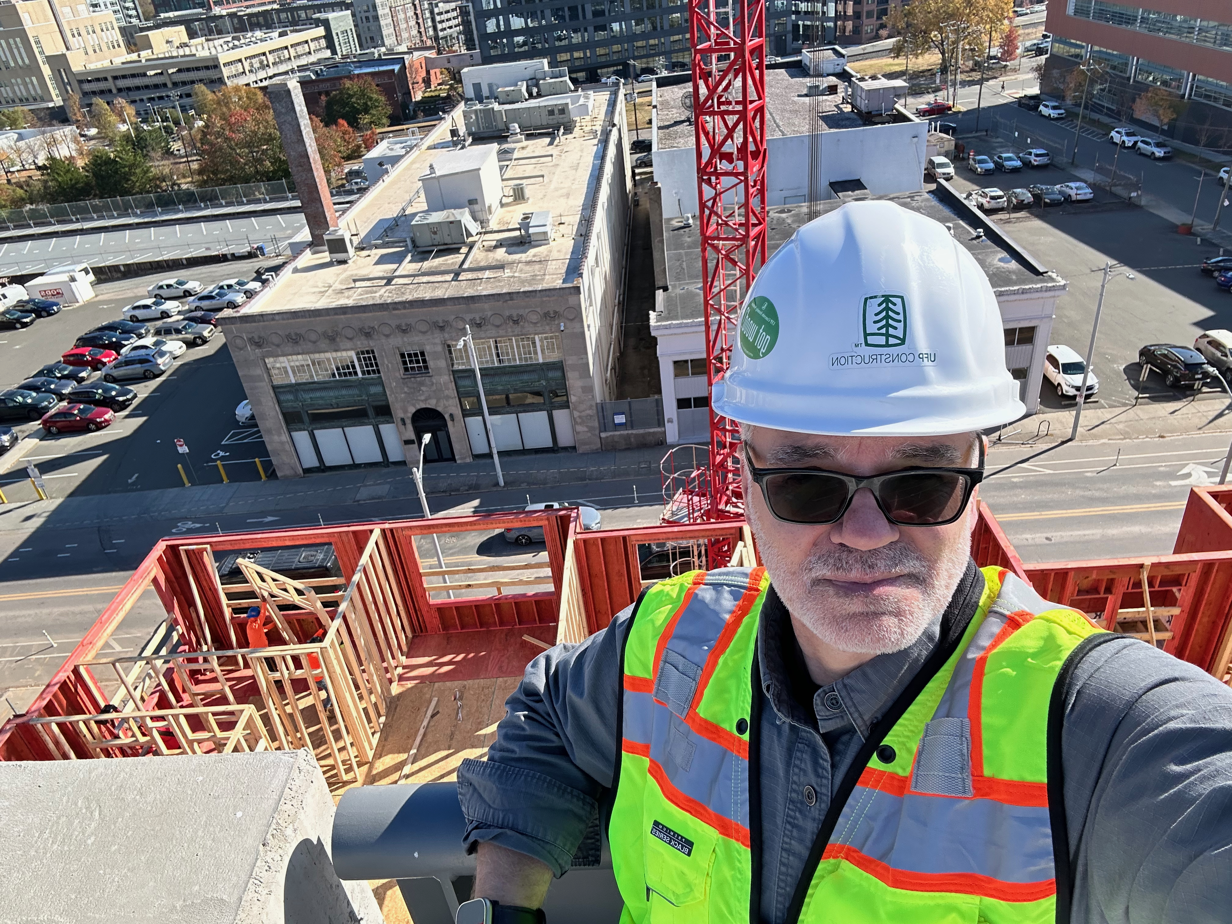 Bruce on a high-rise construction site