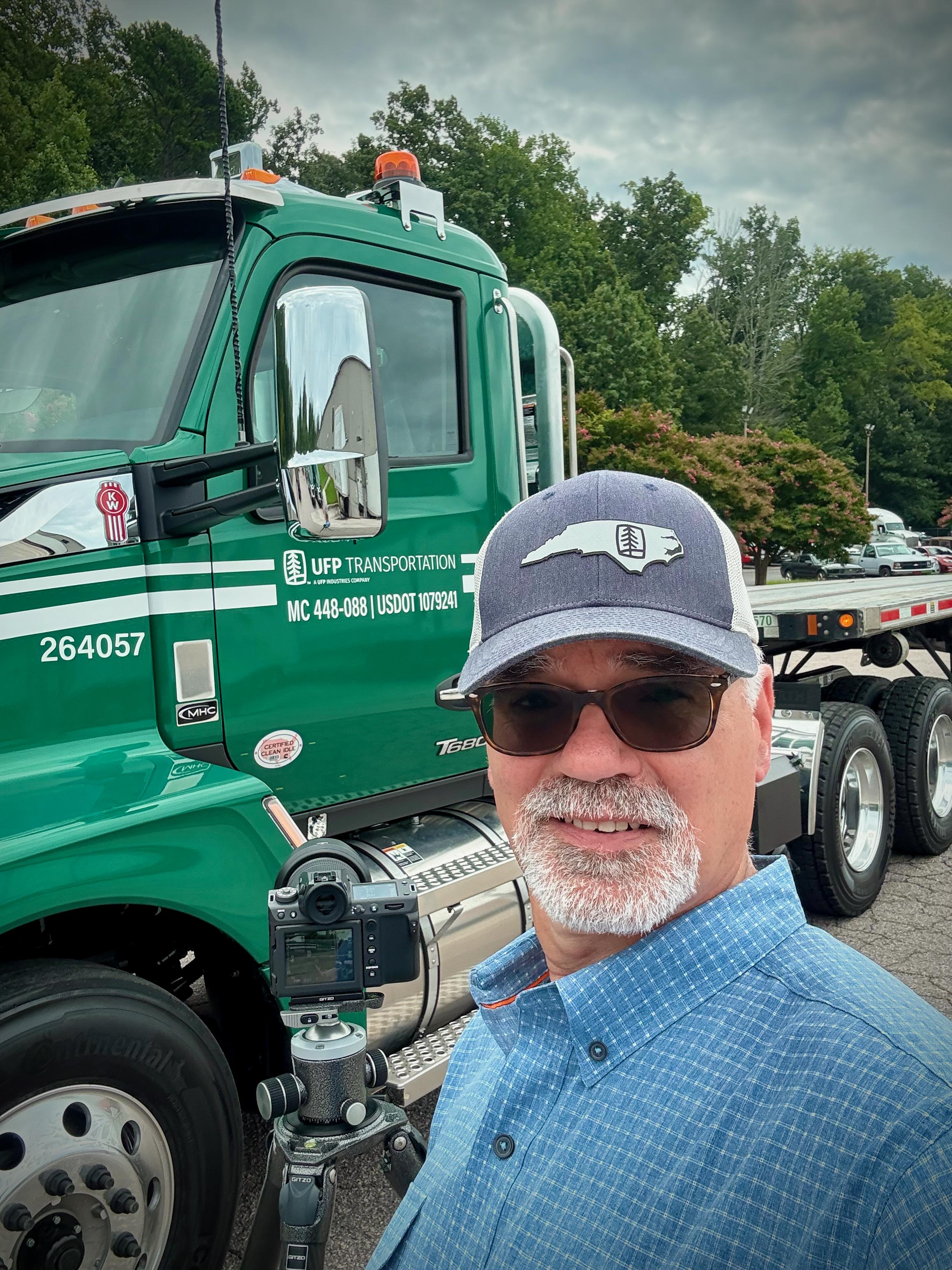 Bruce on set with a UFP Transportation truck
