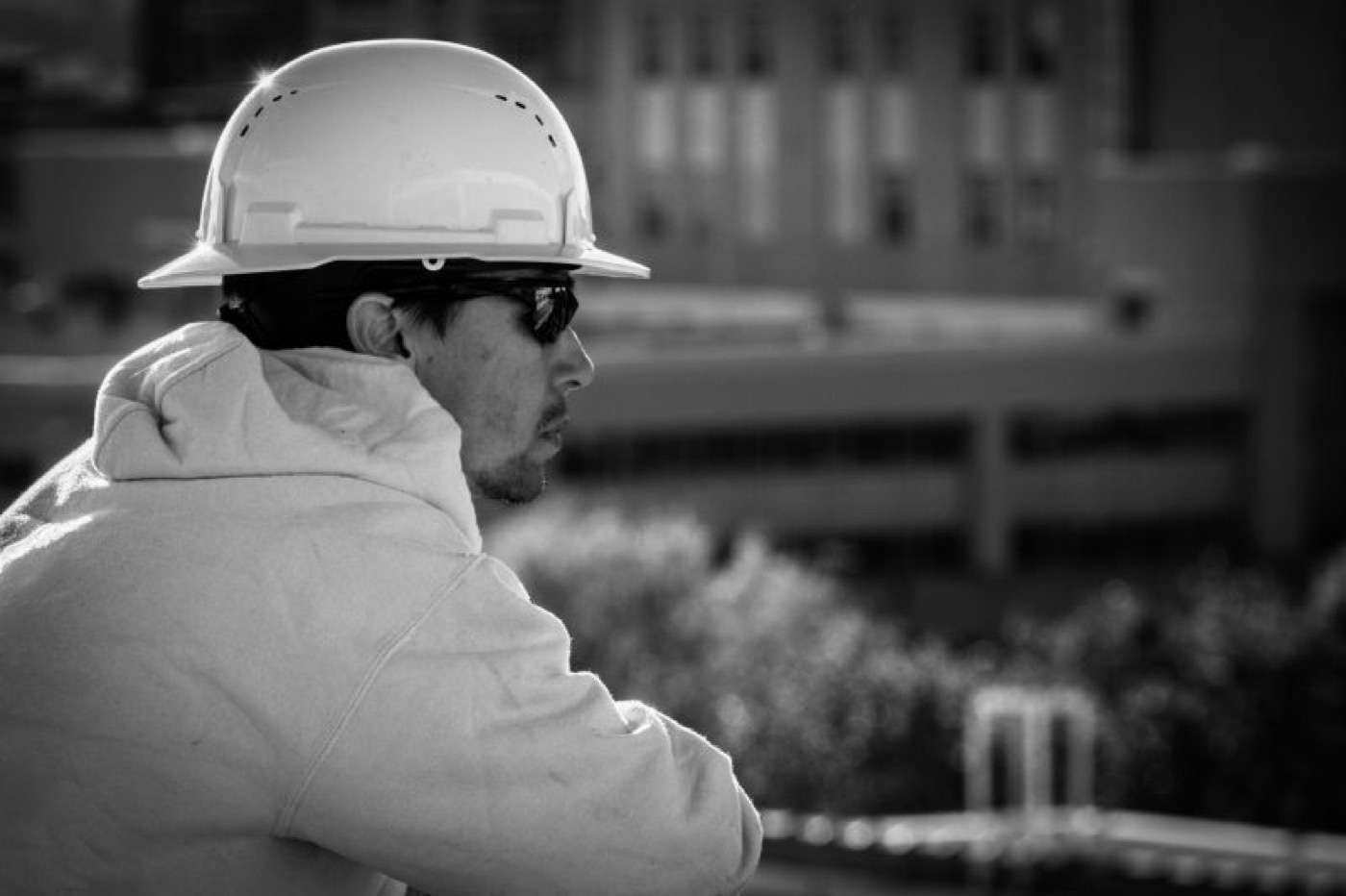 Kameron Kelly on a construction site